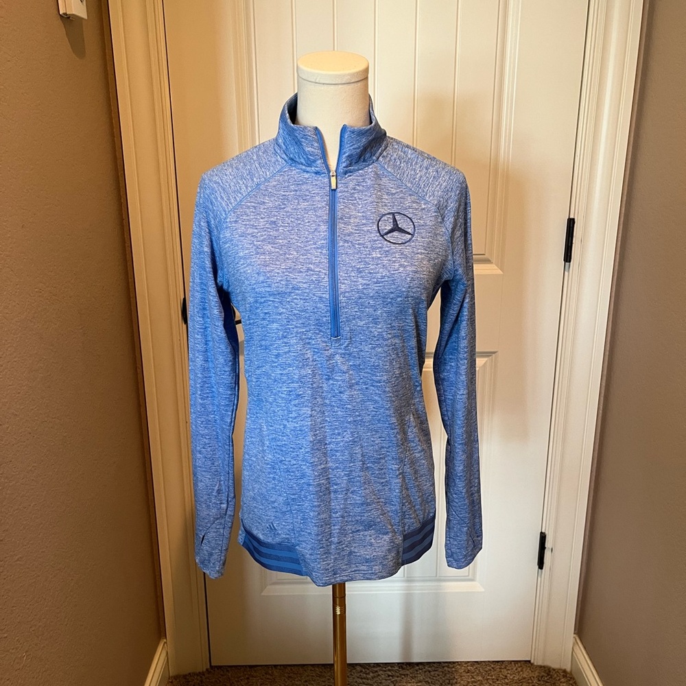 adidas Women's Heather Blue Quarter-Zip Sweatshirt - Picture 1 of 4